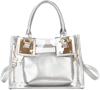Sacchetto trasparente Borsa a tracolla Piccola borsa da donna Borsa da spiaggia Fashion Clear Jelly Handbag Borsa con manico superiore Borsa Tote argento trasparente