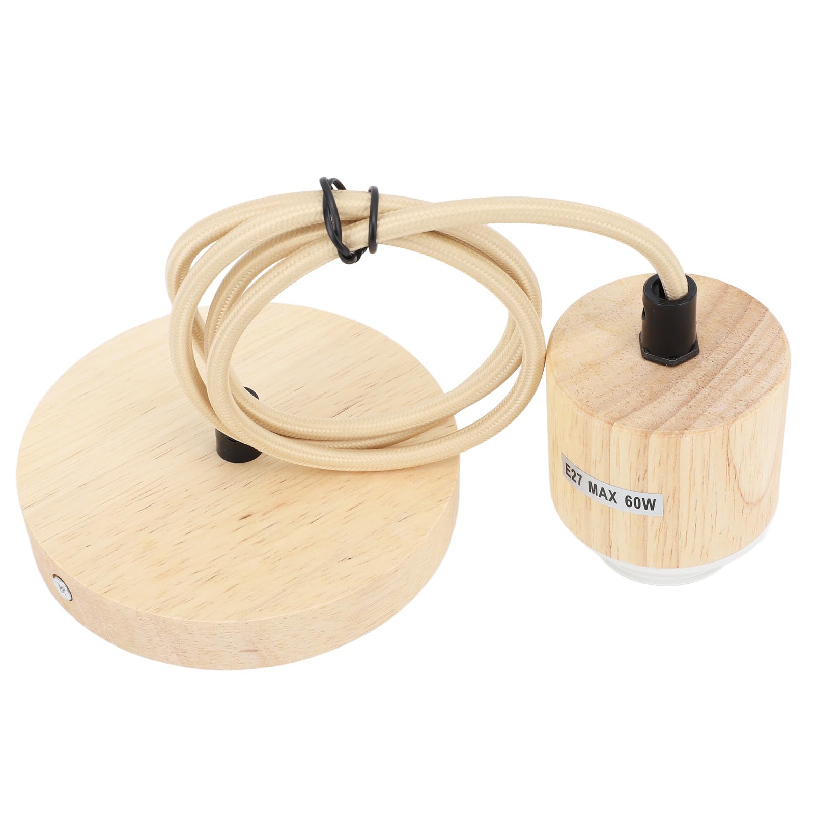 Vintage E27 Wooden Pendant Light Bulb Holder Rustic Lamp Base Socket for Cozy Ambiance Birch Wood ABS Material - Image 2