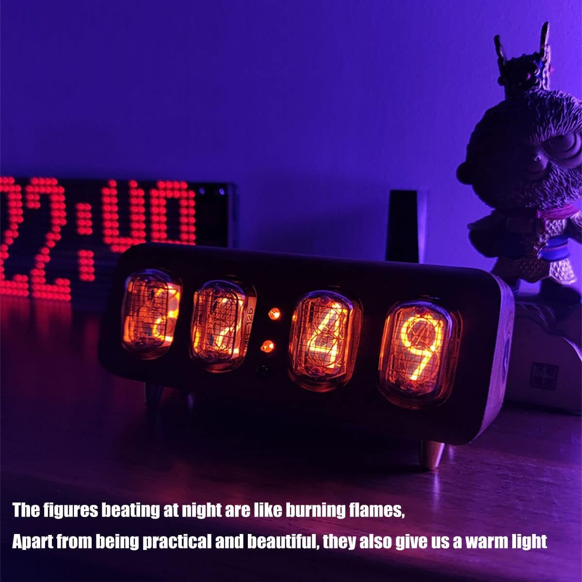 Elektroniczny zegarek Nixie Tube, kreatywny świecący kolorowy zegarek, regulowana jasność, niezrównane efekty wizualne, skorupa orzecha włoskiego, ręcznie wykonana, prezent dla ukochanej, przyjaciela