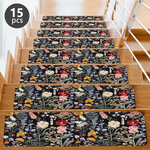 Protectores de escalera para interiores de flores florales de primavera 3