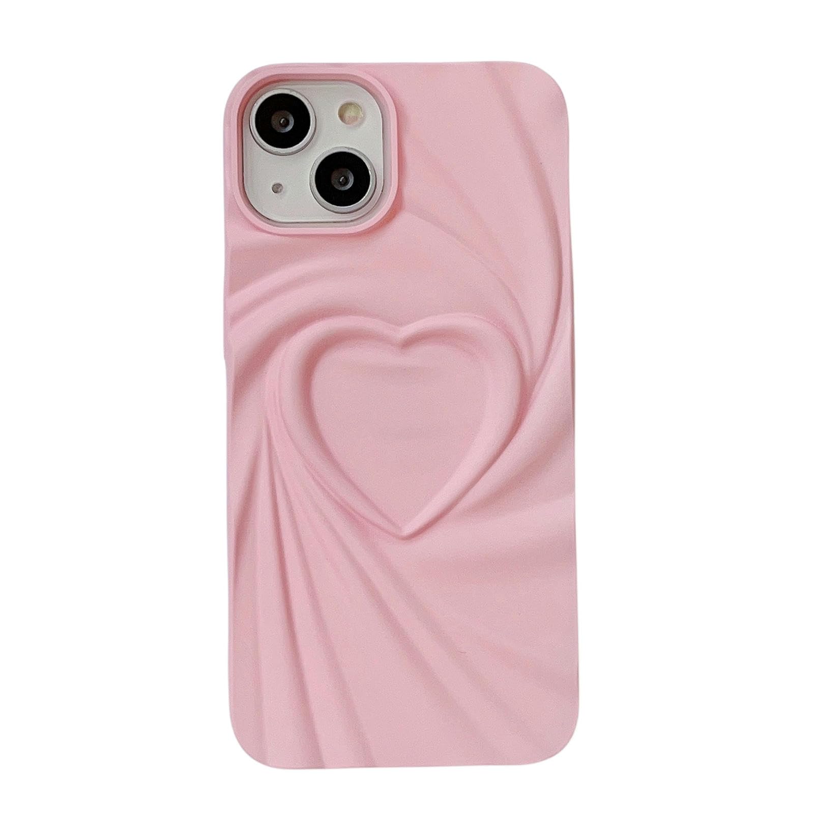 MdybF Etui iPhone Trójwymiarowe Serce Nadaje się do Iphone15Promax Etui na Telefon Komórkowy Iphone14Iphone13 Miękkie Etui Ochronne - Srebro-Iphone 12/12 Pro