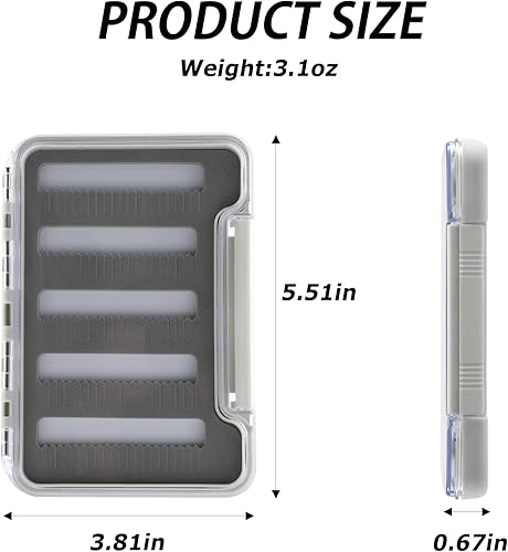 Miniatura 4 de Goture Caja de pesca con mosca de una cara impermeable para aparejos de almacenamiento de moscas (inserto de esponja-5.51 x 3.82 x 0.67 pulgadas)