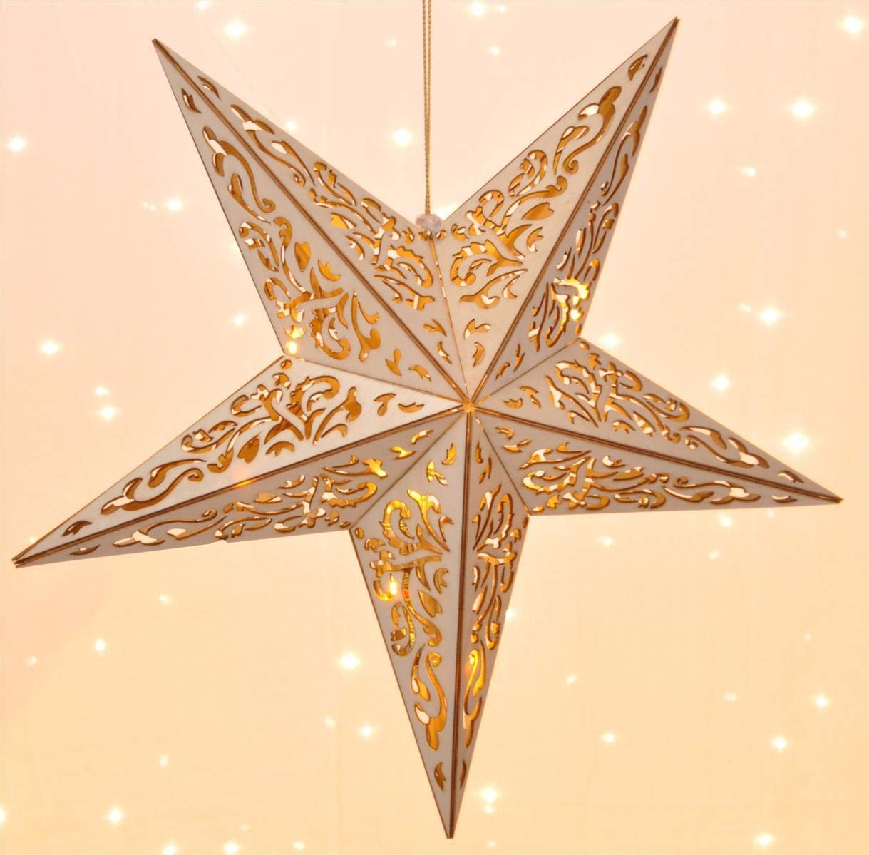 Guru Shop Opvouwbare en lichtgevende adventsster, kerstster, 60 cm, Efendis rood, papieren sterren, meerkleurig