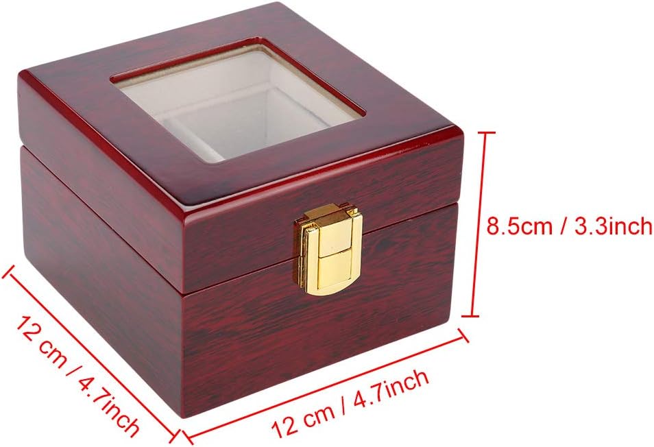 2 Grids Watch Box Watch Box, Mens Wrist Watch Storage Case with Metal Lock and Soft Pillows for Jewelry Watches Collection Display, Piano Baking Finish and Transparent Cover