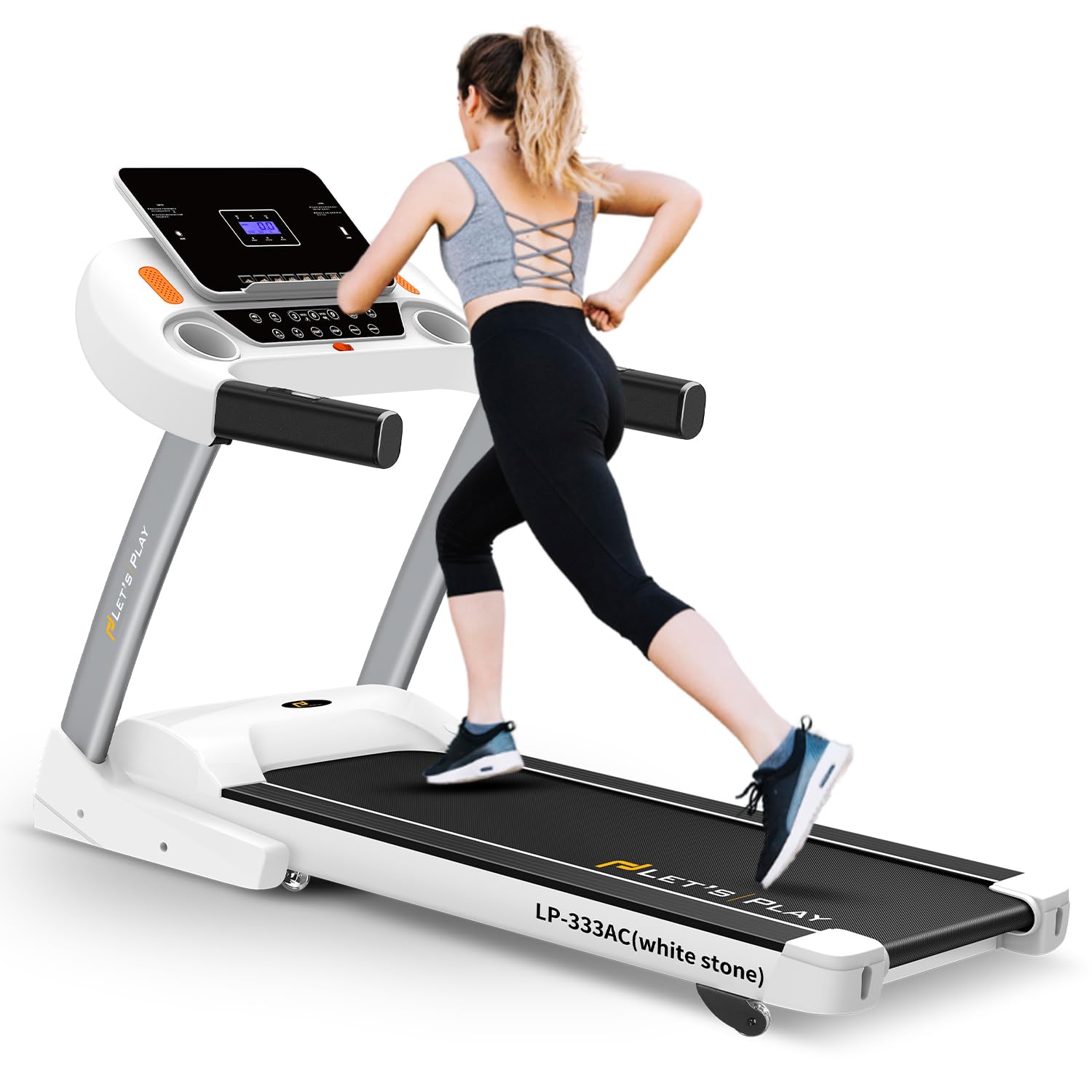 Let's Play Lp-333 6hp Peak Ac Motor Auto Incline Treadmill for Home Foldable Use I 14.8 Km Max Speed, Heart Rate Sensor, 12 Present Program, 140kg Max User Weight [5 Years Motor Warranty]-image-12