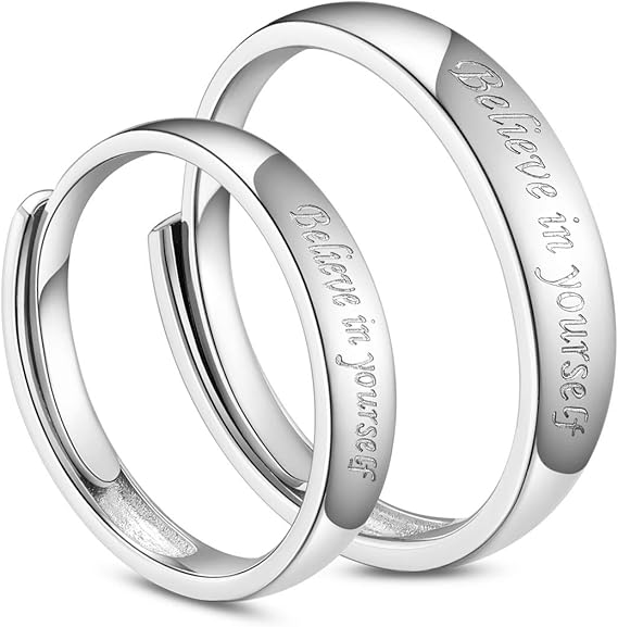 Amazon Shegrace カップル リング ペア 英語 Believe In Yourself シルバー925 レディース メンズ リング プラチナ 婚約指輪 記念日 バレンタインデー プレゼント ジュエリー 通販