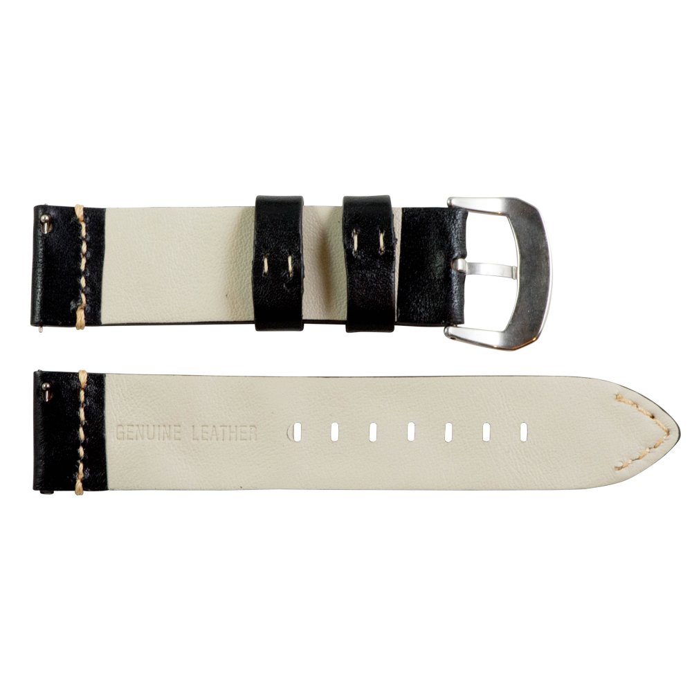 Clockwork Synergy® Dapper Collection - 22mm Black Vintage Leather Watch Band