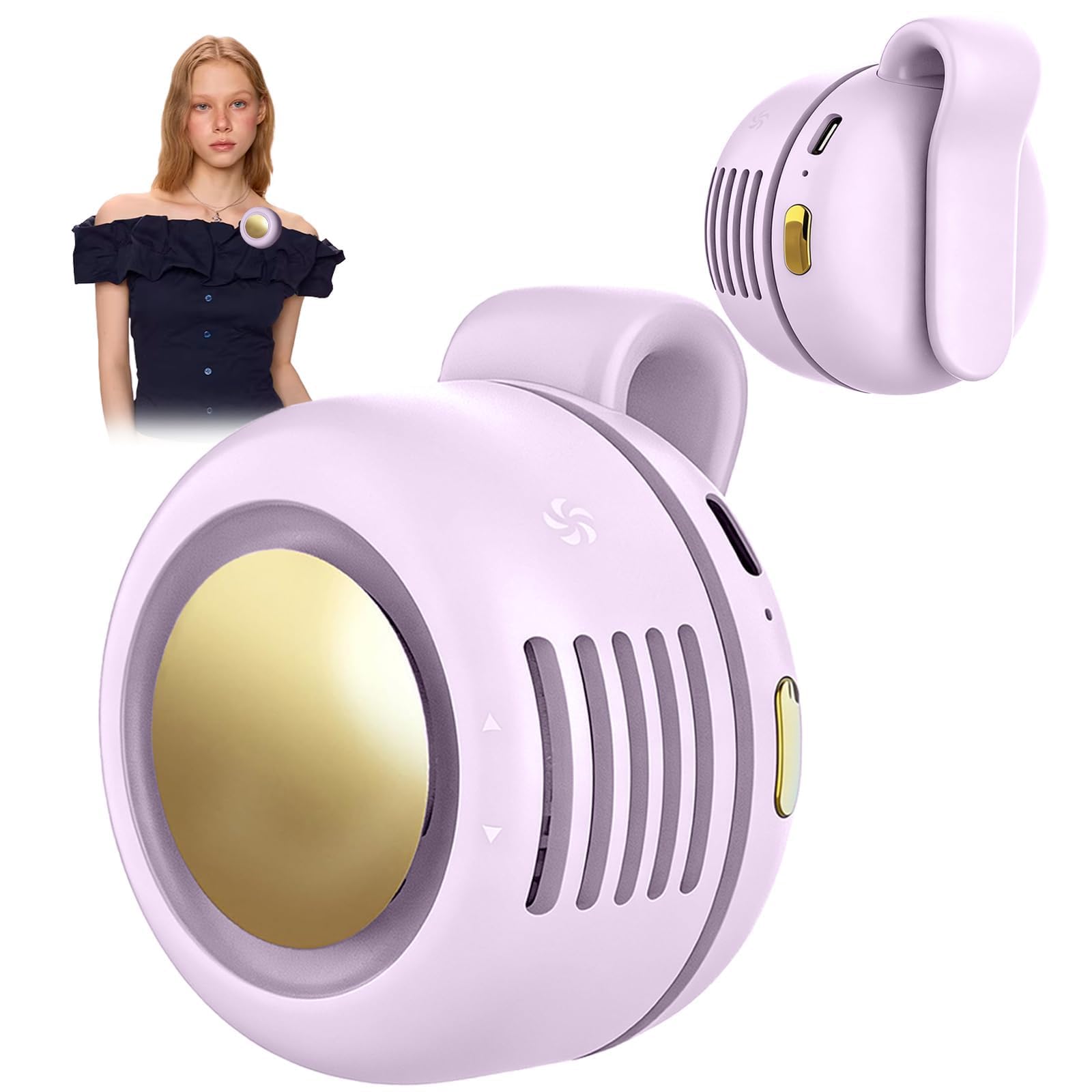 Photo 1 of **no work ***Ahuccf Portable Clip-On Fan, Mini USB Rechargeable 360° Rotatable Fan, 3-Speed Silent Mini Bladeless Fans (Purple)