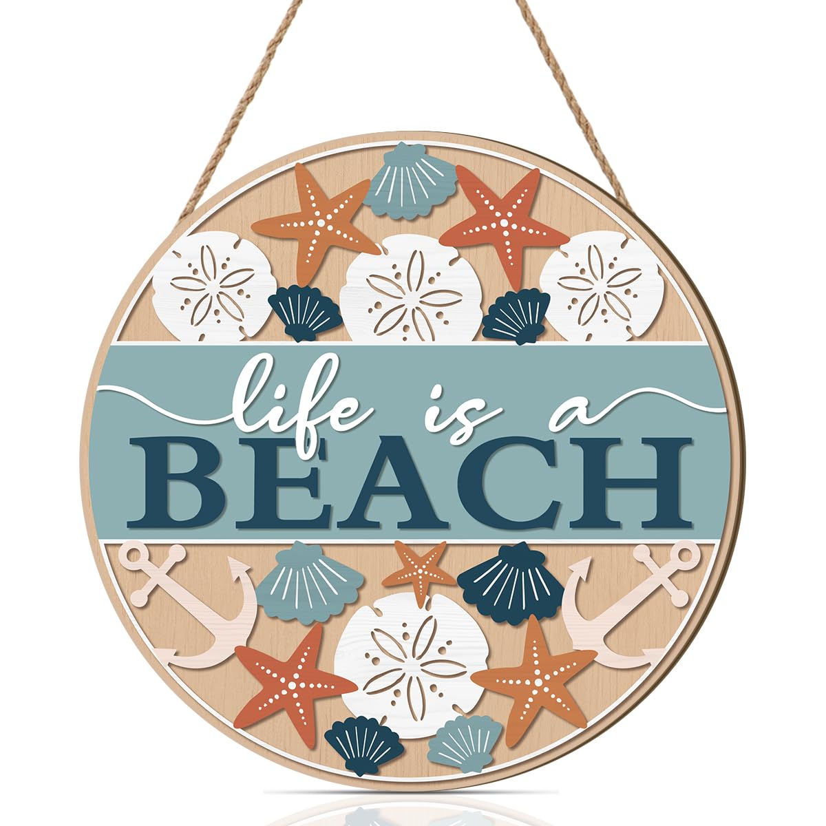 TOARTi Life is a Beach Hanging Signs,Holiday Beach Wall Decor,Ocean Beach Wall Sign,Summer Welcome Wall Decor for Home,Ocean Theme Wall Plaque,Summer Seaside Sign Plaque for Living Room Kitchen