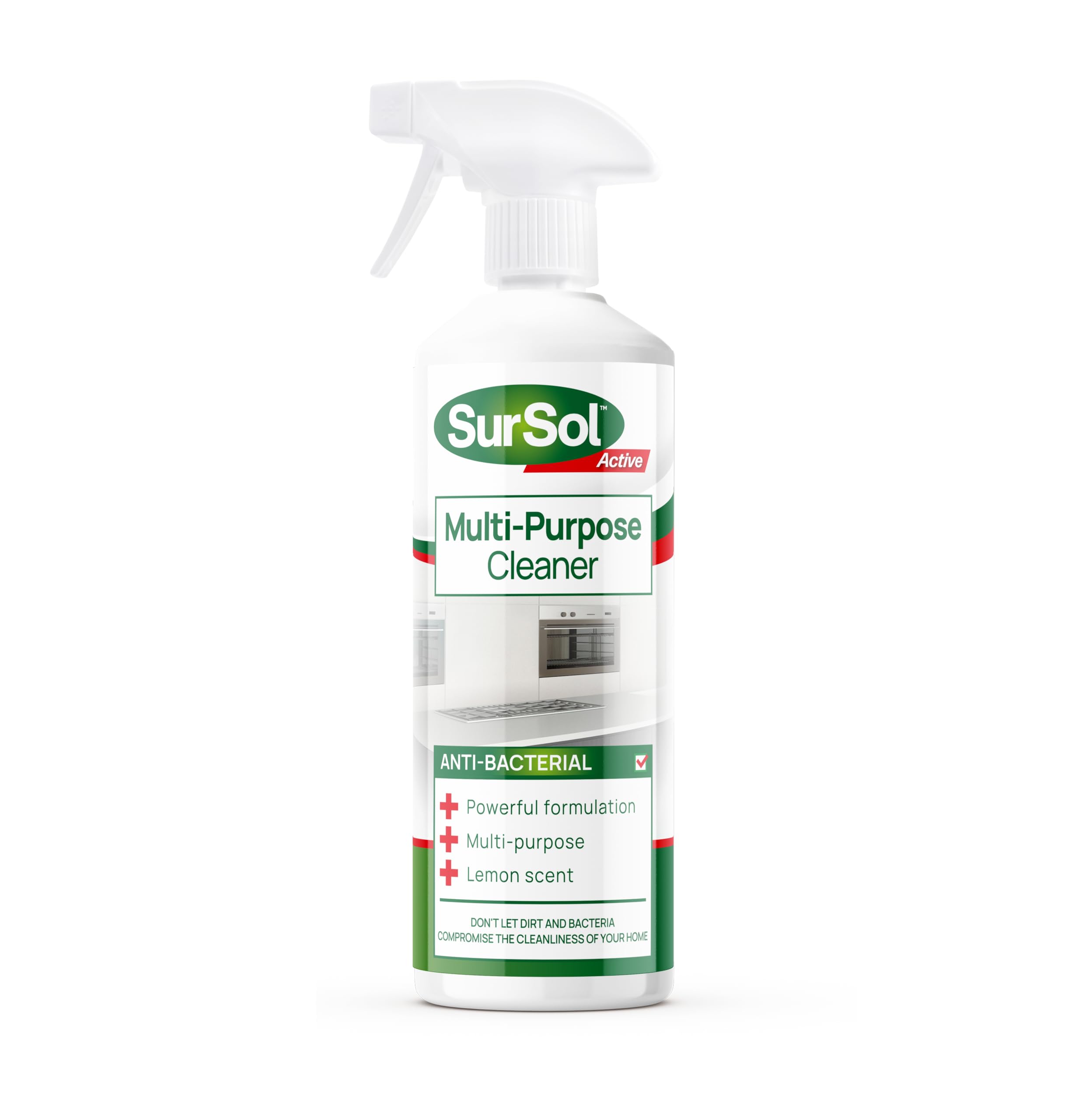 SurSol Active - Anti-bacterial Multi-Purpose Cleaner, Disinfectant and Sanitiser | Multi Surface Kitchen, Bathroom, Floors | Fresh Lemon Scent - 1 Litre