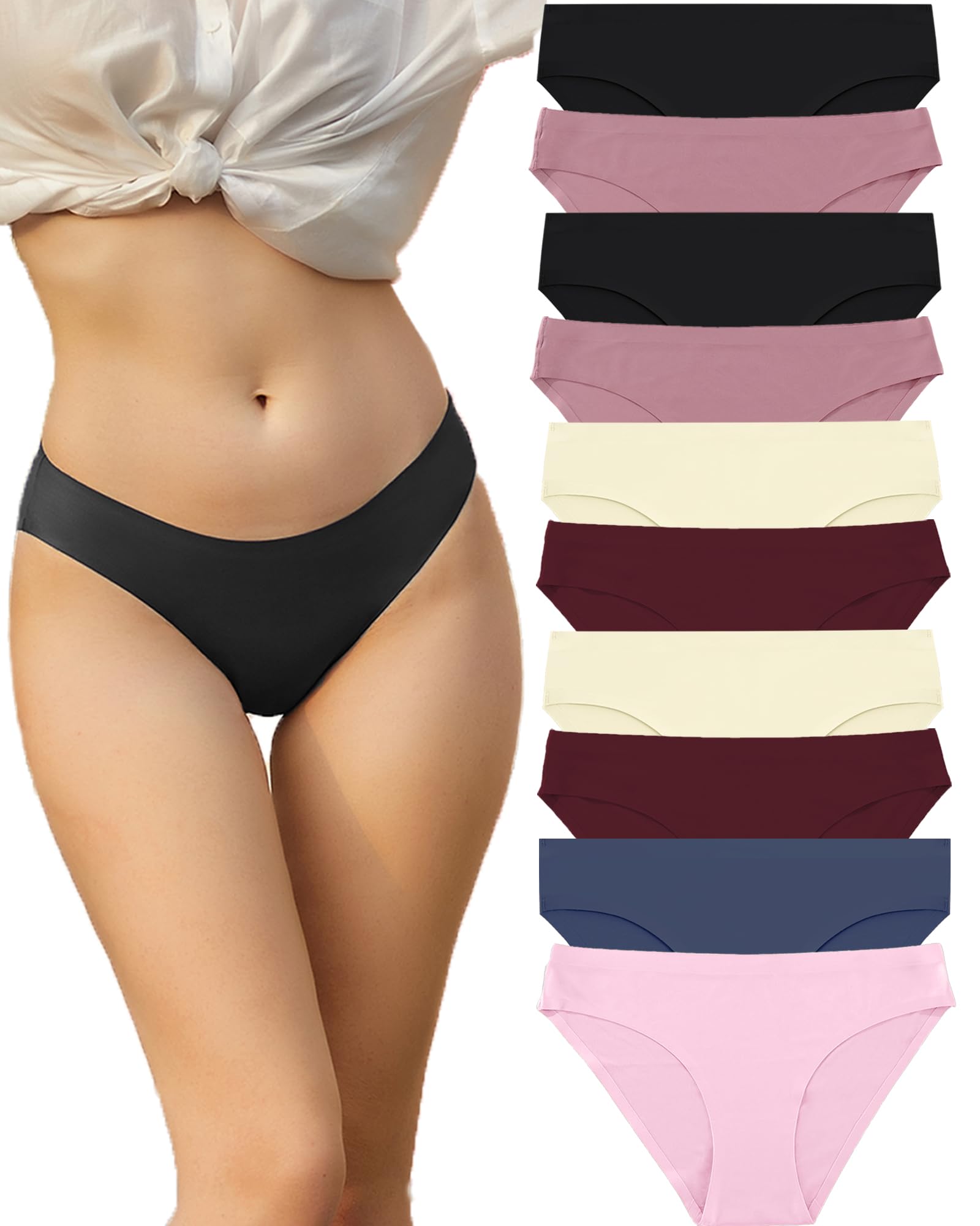 FINETOO Confezione da 10 Slip Senza Cuciture, da Donna, Senza Cuciture, Sexy, Hipster Panties, Mutandine comode da Donna, Taglie XS-XL