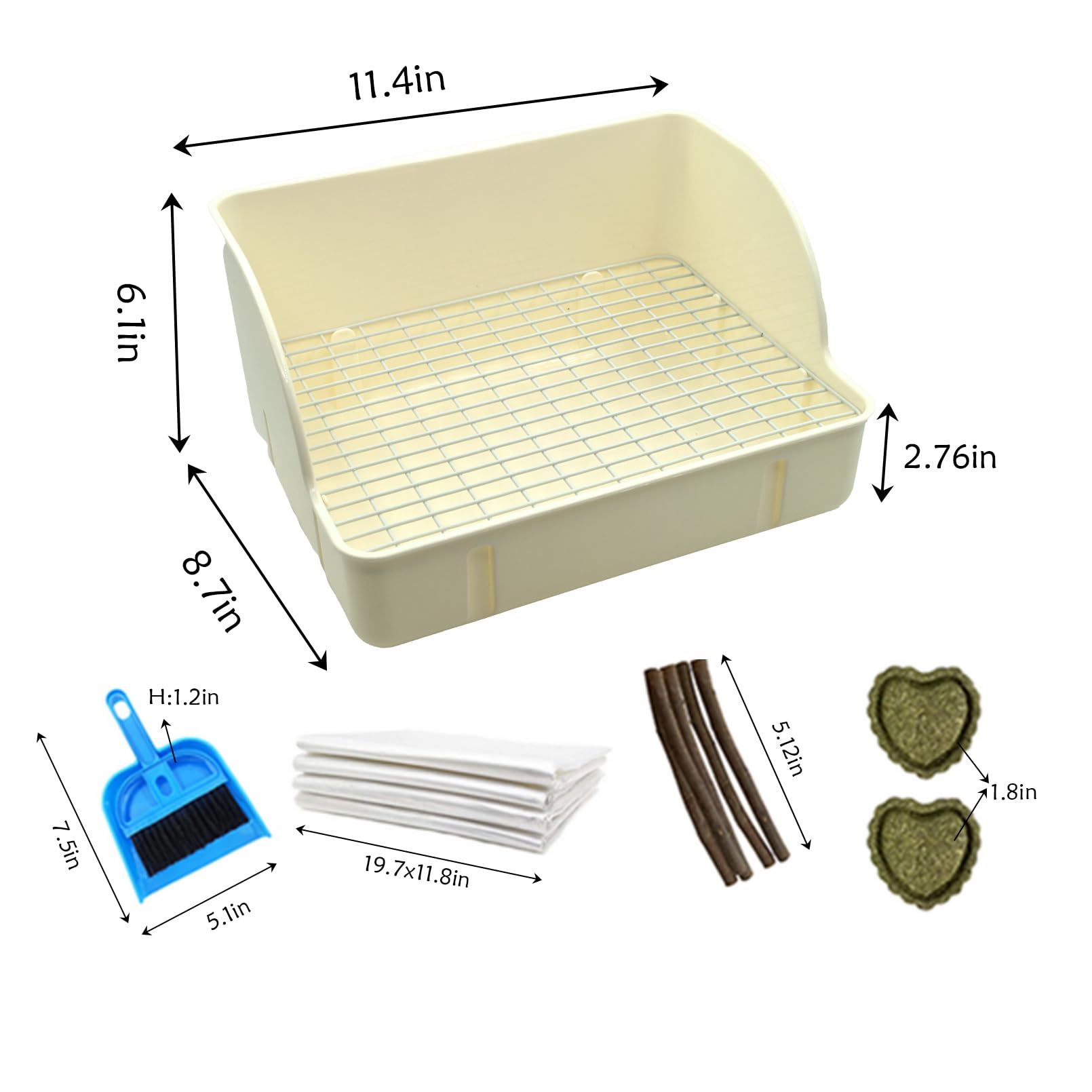 Rabbit Litter Box Toilet,Bunny Plastic Square Cage Toilet with Grate Rabbits Corner Litter Bedding Small Animal Pet Bunny Box Potty Trainer Pet Pan for Guinea Pig,Ferret,Chinchilla(White) - image 2