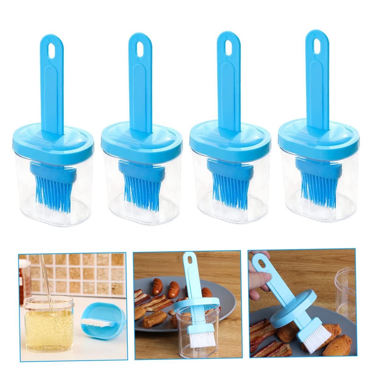 SOLUSTRE 4Pcs Ergonomic Cooking Brushes Multi Functional Oil Brushes for Basting Bbq Baking Convenient and Easy to Use with Comfortable Handle Design