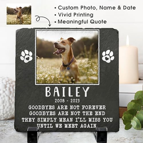Miniatura 2 de Piedras conmemorativas personalizadas para mascotas para perros, gatos, regalos conmemorativos para perros en forma cuadrada por pérdida de