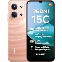 Xiaomi Redmi 15C, Smartphone 4+256GB, Display 6,9″ 120Hz, 7,99mm, MediaTek Helio G81-Ultra, Dual camera da 50MP, Mega batteria da 6000mAh, Garanzia 2 anni, Arancione, Caricabatterie non incluso