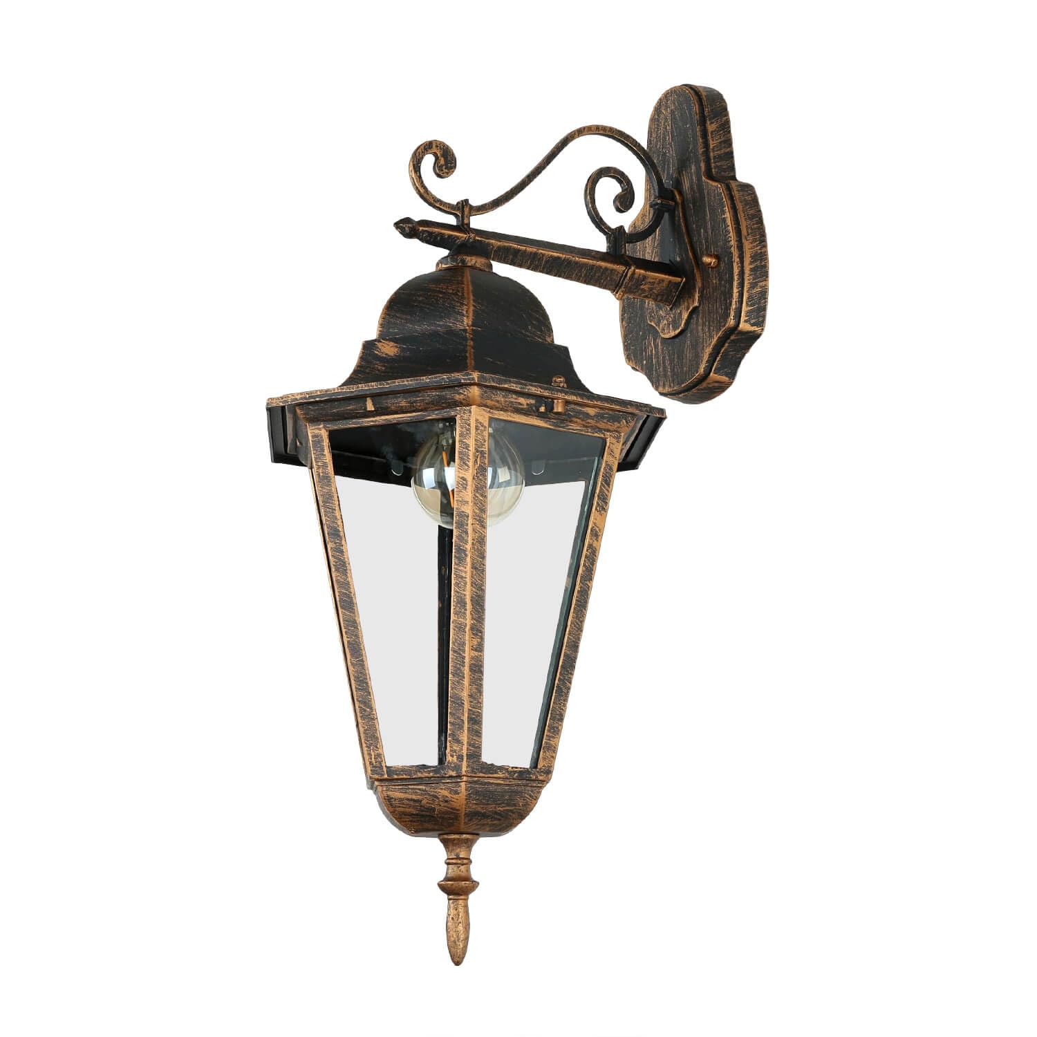Applique da esterno in alluminio e vetro color rame anticato IP44 Ingresso Giardino P: 28,5 cm E27 Lanterna retrò nostalgica Lampada da esterno Terrazza BRISTOL