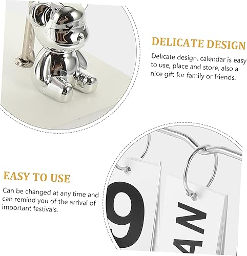 Miniatura 8 de Artibetter Calendario de escritorio de madera rústica para oficina en casa, exhibición de la fecha del mes