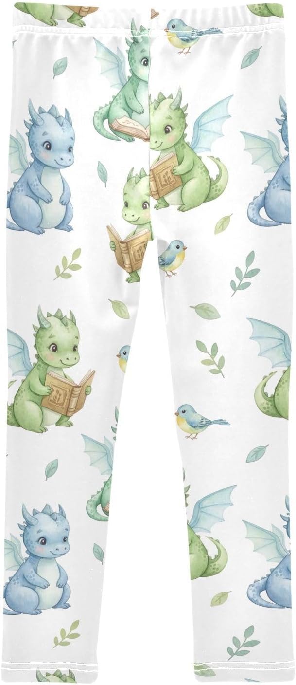 Kids Full-Length Leggings Cute Dragon White