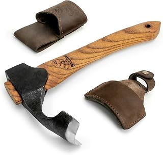 BeaverCraft Forged Adze Axe Wood Carving - Curved Woodworking Adze AX2 with Wooden Handle for Bowl Gutter - Spoon Carving Tool - Whittling Tools, Hatchet