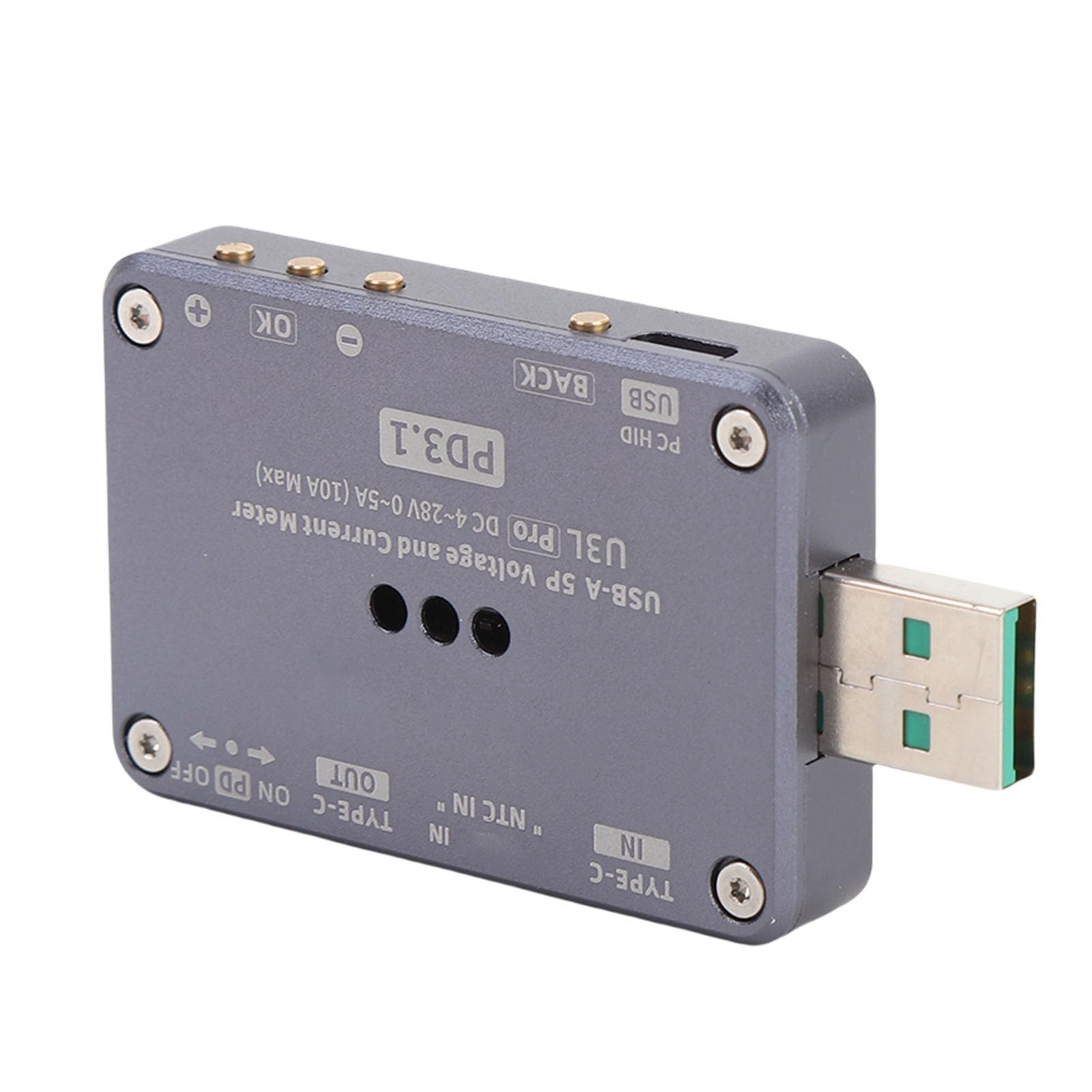 FTVOGUE Tester USB Multimetr Mocy USB ze Stopu Aluminium 1,77 Cala 4 do 28 V 5 A Zakres PD3.1 EPR AVS Tester USB4 do Sprawdzania ładowania Naprawy Laboratoryjne i Użytkownicy Techniczni