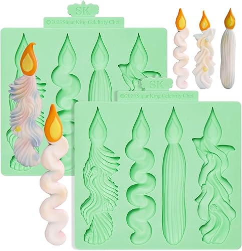 Miniatura 10 de KALAIEN Moldes de silicona para chocolate con estrella, forma de corazón y gomitas, moldes de fondant de flores para moldes de velas, bandeja de 4