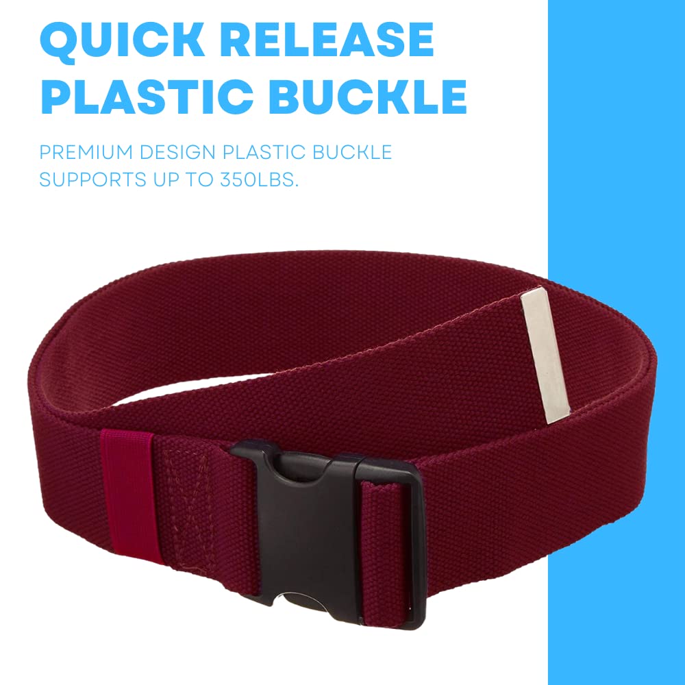 Gait Belt with Plastic Buckle by LiftAid - Transfer and Walking Aid with Belt Loop Holder for Assisting Therapist, Nurse, Home Care - 60"L x 2"W (Burgundy) — Amazon image 4
