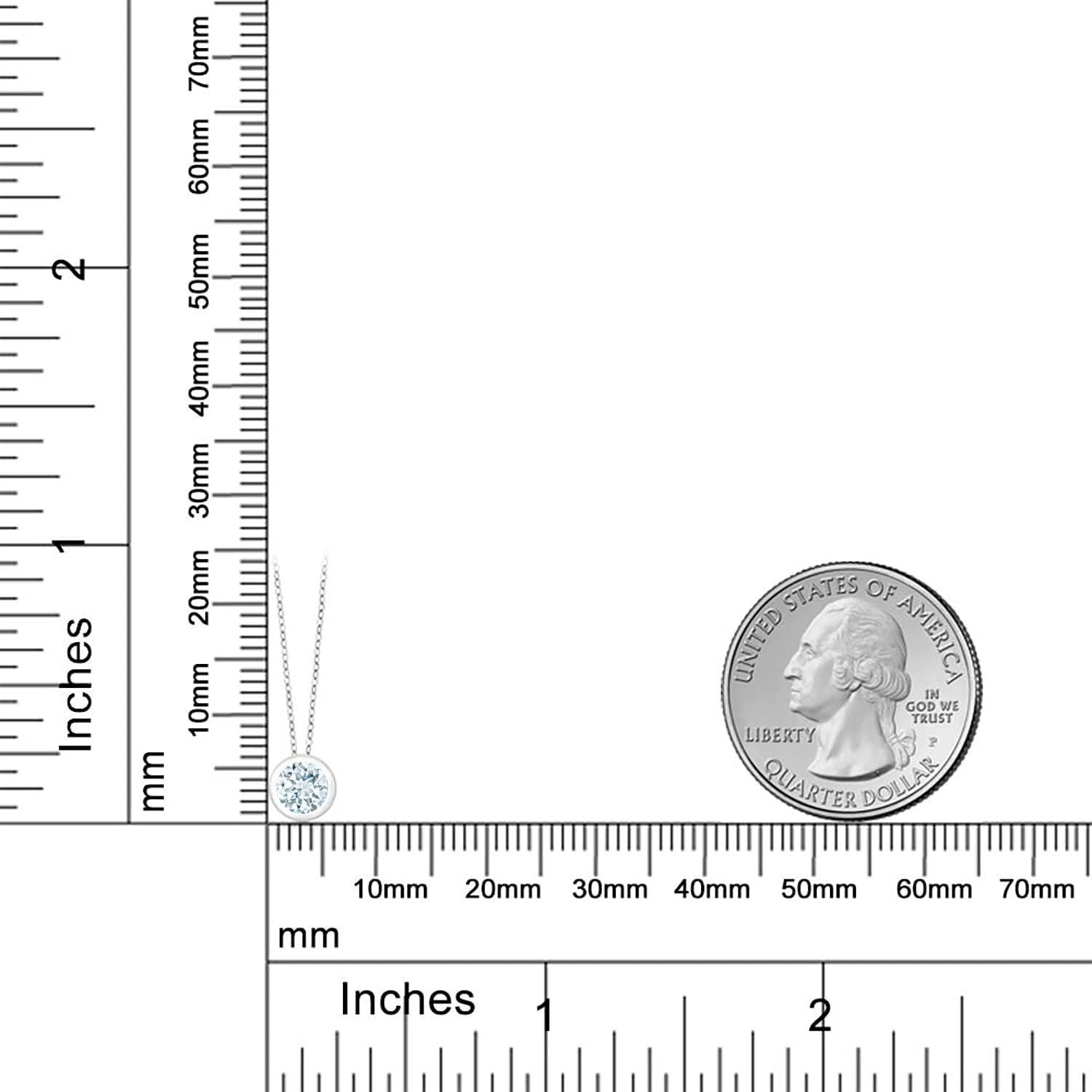 Gem Stone King 6MM Round Gemstone Birthstone Solitaire Pendant Necklace For Women | 925 Sterling Silver | With 18 Inch Silver Chain