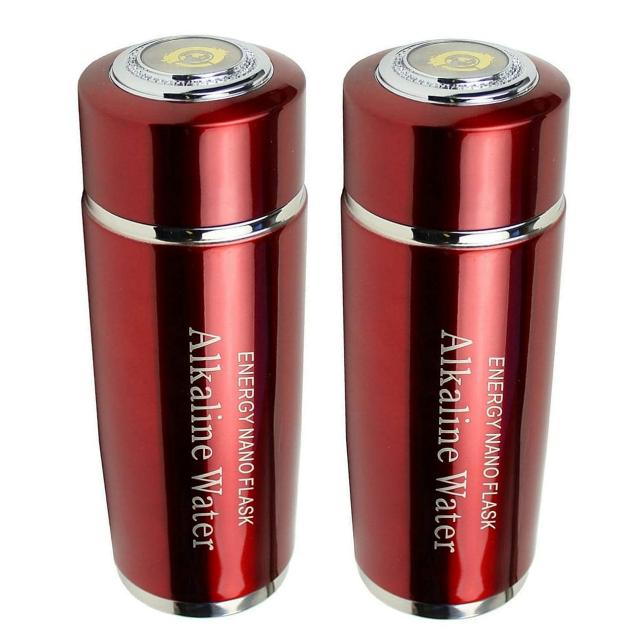 ALKALINE_Alkaline Energy Flask Ionizer Water Bottle Ion Ph Booster with Case & Increase pH ORP and Adding Beneficial Minerals in Water 380ml (Set of 2)