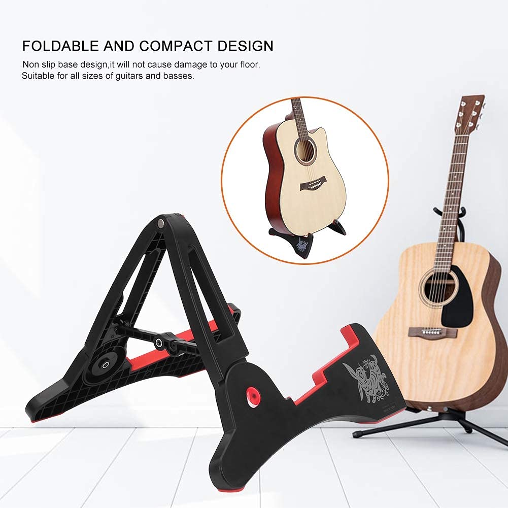 Drfeify Faltbarer Gitarrenständer, A-Rahmen Halter and Spare Parts. für alle Gitarrengrößen Bässe Saiteninstrument Universal Compact, Hasenform, Spielzubehör