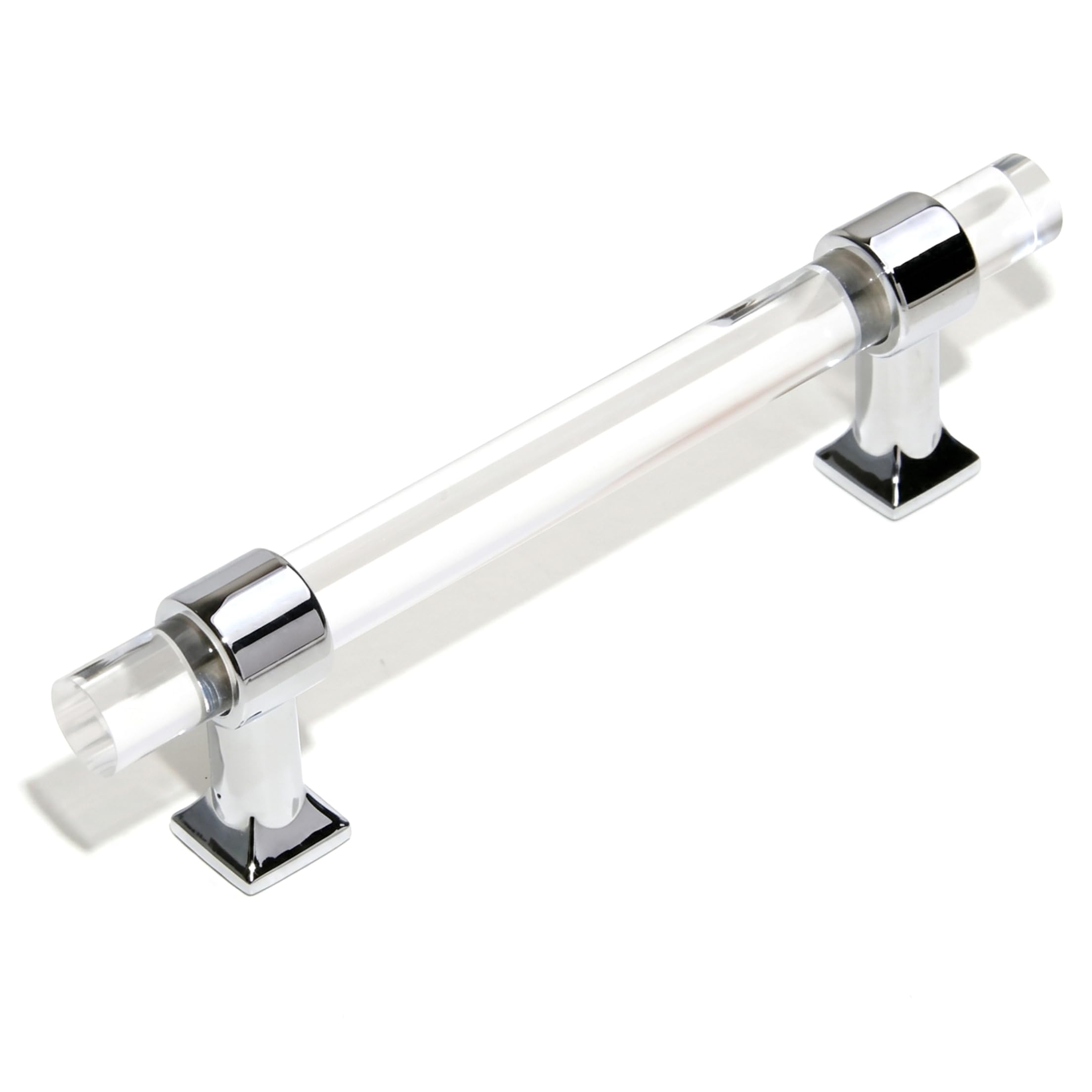 Hotainoys Silver Acrylic Drawer Pulls Transparent Acrylic & Zinc Alloy Kitchen Cabinet Handles For Kitchen, Dressers,
