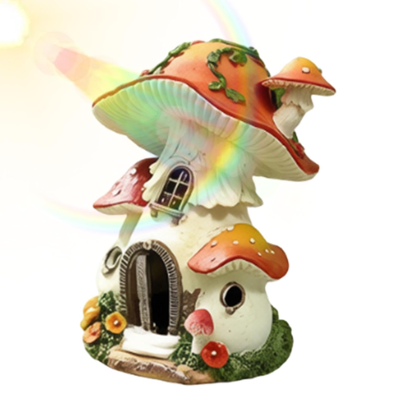 Idée cadeau pour femmes déco jardin avec cette statue solaire maison champignon unique
