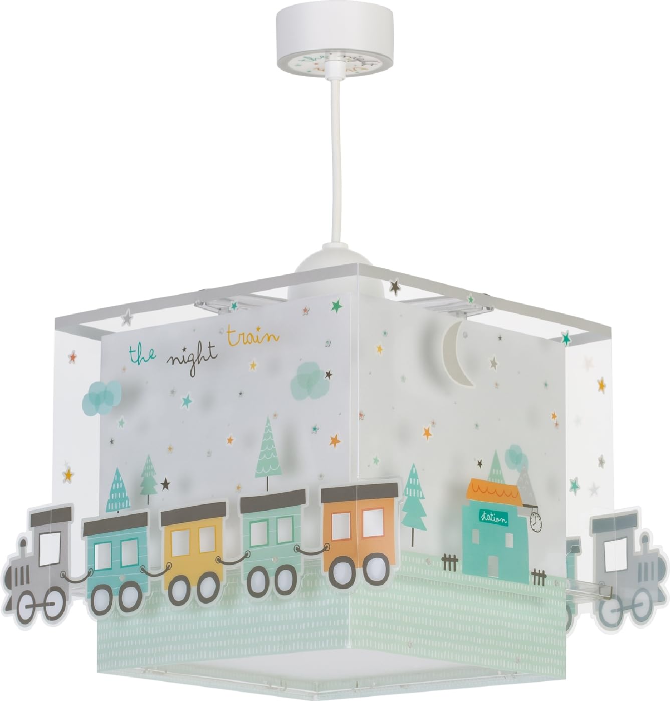 Lampada a sospensione per bambini Dalber The Night Train, Treno, multicolore, 63532M, E27, lampade per bambini, cameretta.