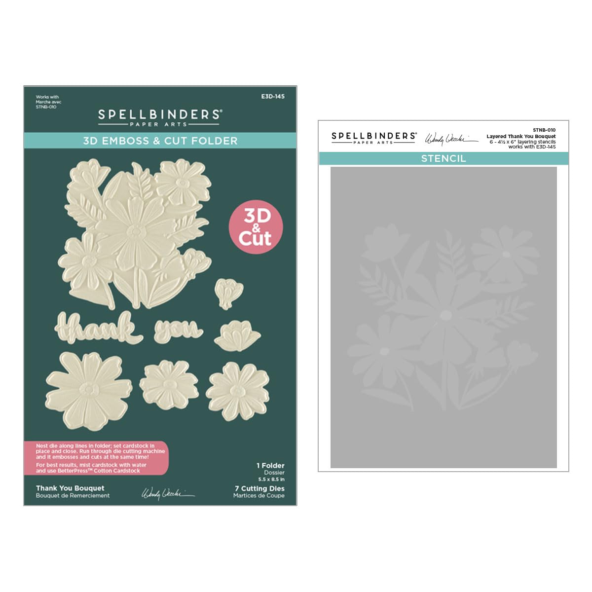 Thank You Bouquet 3D Folder and Stencil Bundle from the Tabbed Classics Collection by Wendy Vecchi
