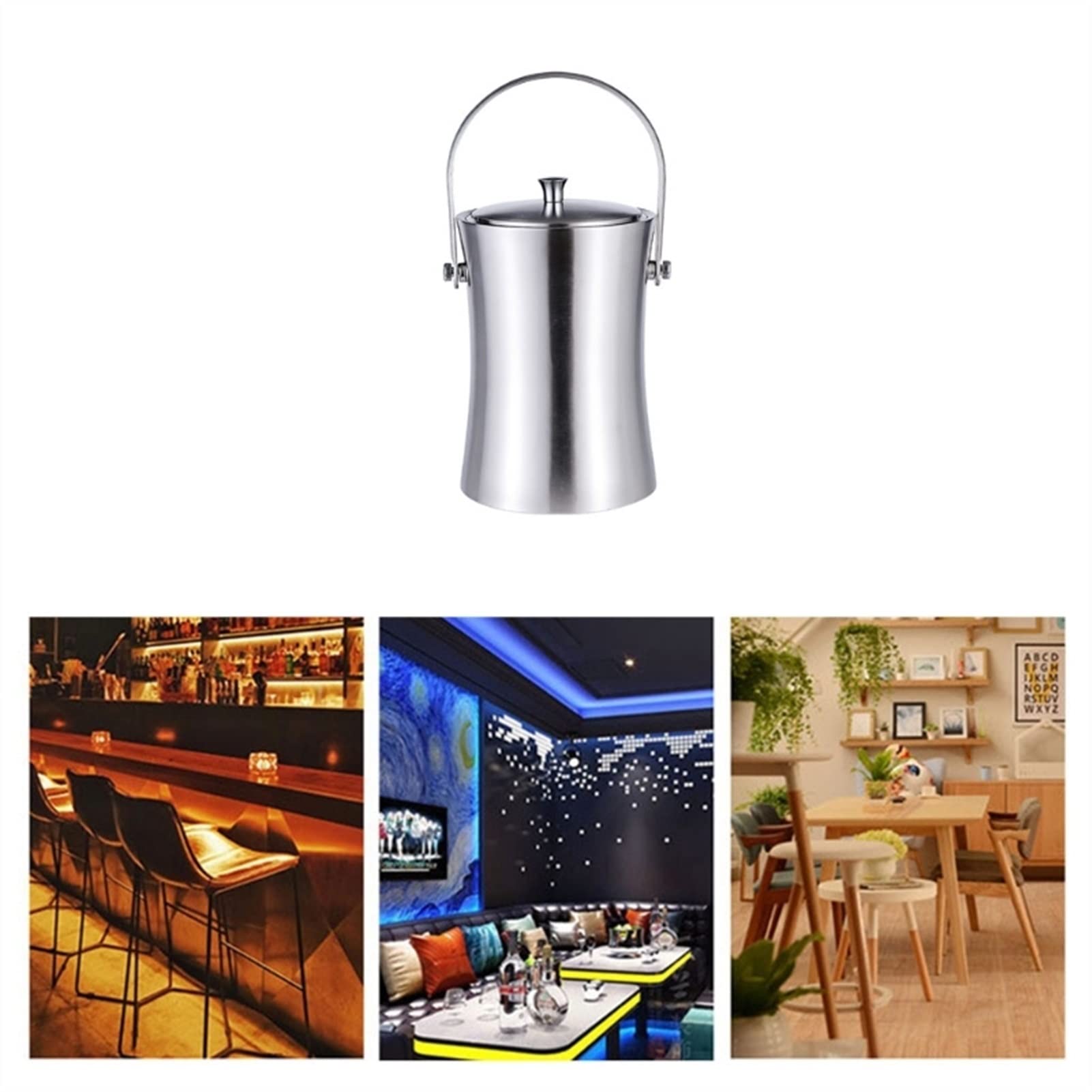 TOMYEUS Eiskübel Moderne minimalistische Edelstahl Eiswürfel Container Champagner Weinkühler EIS Eimer Home Bar EIS Eimer Getränk Eimer Weinkühler & Sektkühler (Color : 2L)