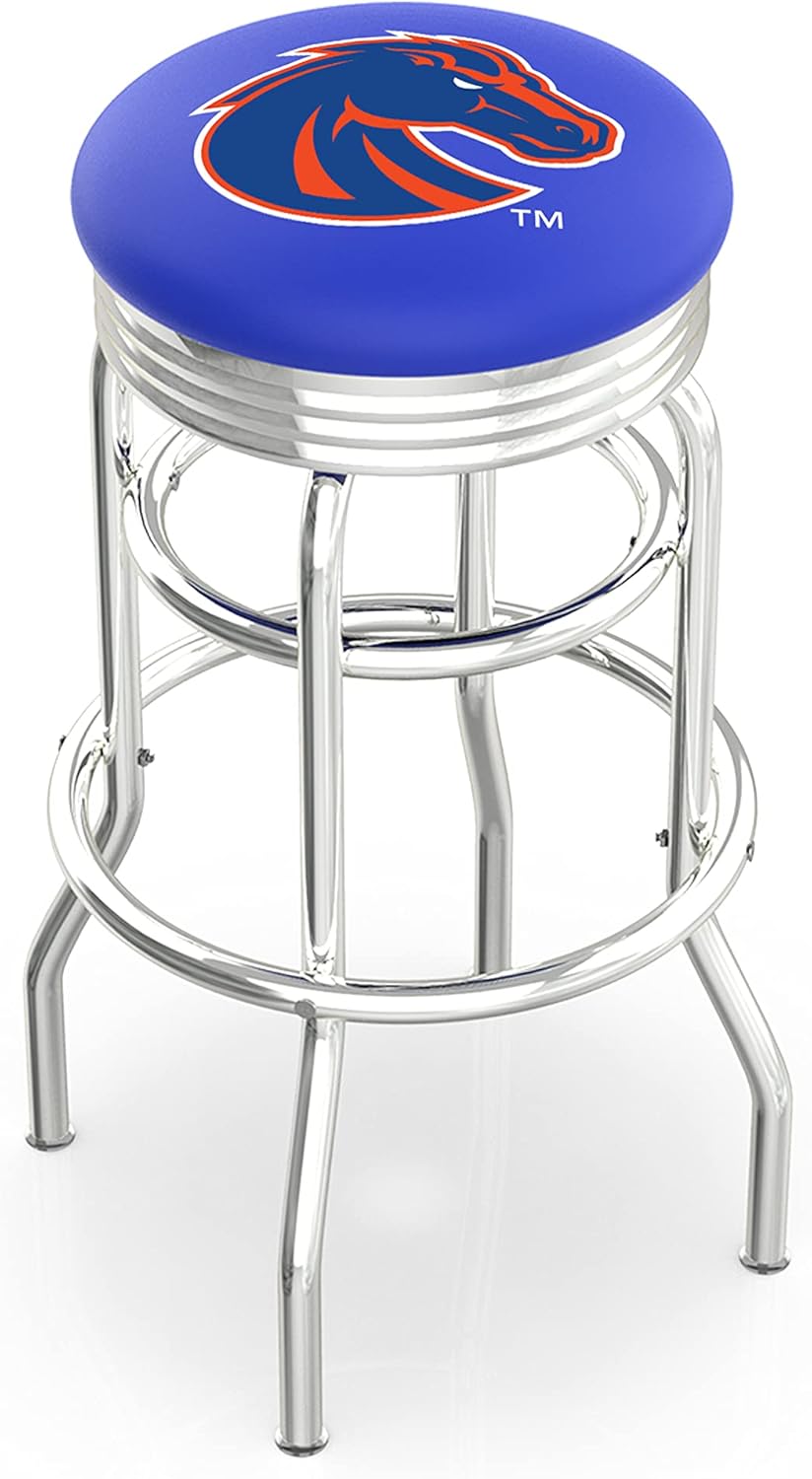 HBS L7C3C - Chrome Double Ring Appalachian State Swivel Bar Stool with 2.5" Ribbed Accent Ring by The Holland Bar Stool Company