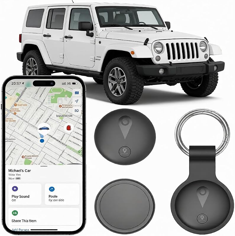 GPS Car Tracker, Mini Magnetic Car GPS Tracker, Compatible with iOS and Android, Real Time Tracking Tracker No Subscription, Hidden Child Tracker for Vehicles, Pets and Luggage, Black