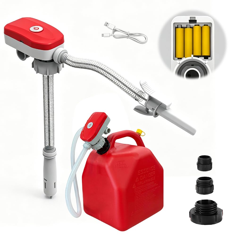 Pompe Electrique Carburant, 3,2 GPM Pompe de Transfert Carburant, Pompe Essence Electrique Avec 3 Adaptateurs, Pompe à Liquide Portable Idéale pour Huile, Diesel, Essence, Eau