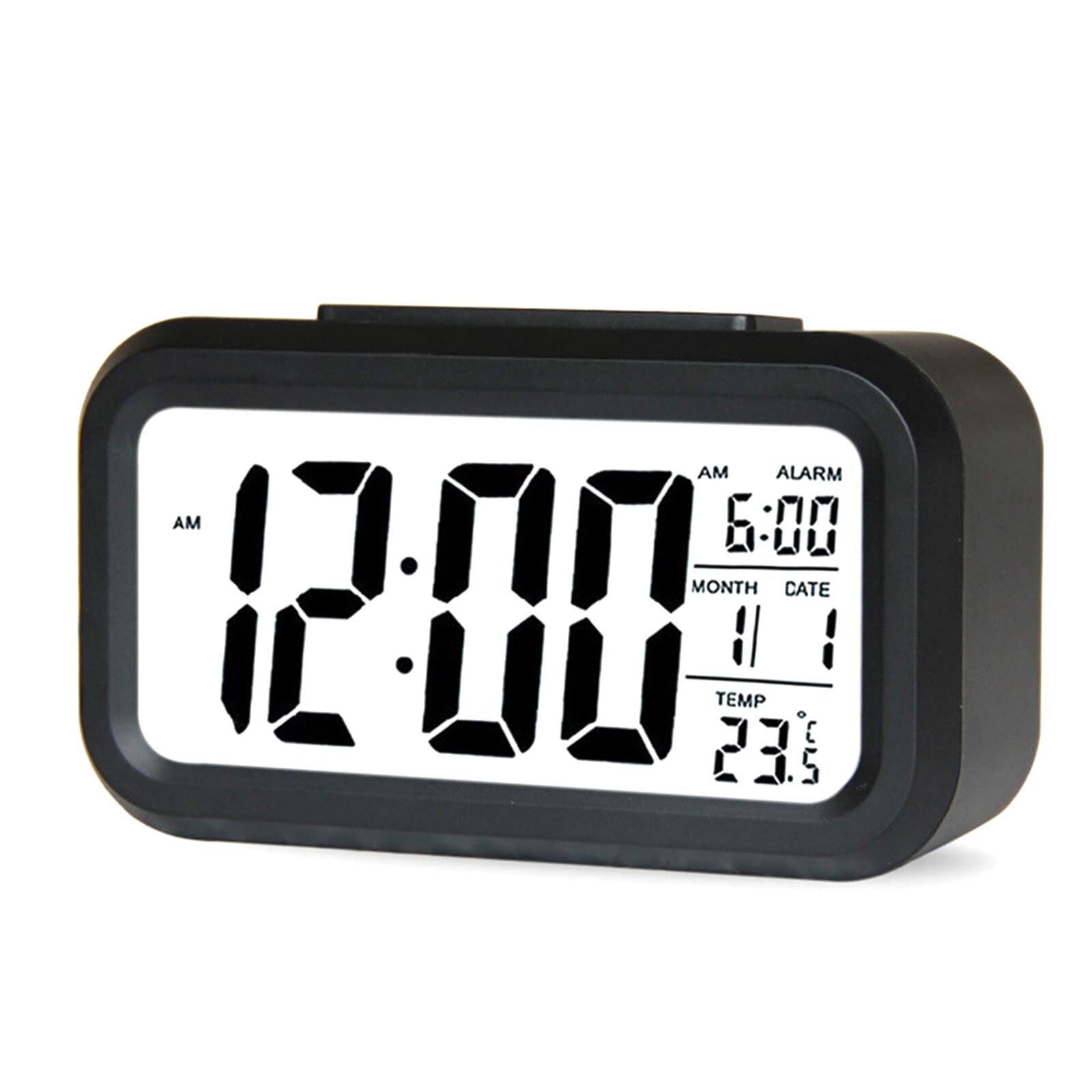 DERCLIVESmart Night Light Alarm Clock- Battery Operated with Indoor Temperature, LED Alarm Clock with Snooze, Small Cordless Desk Digital Clock for Girls Bedrooms