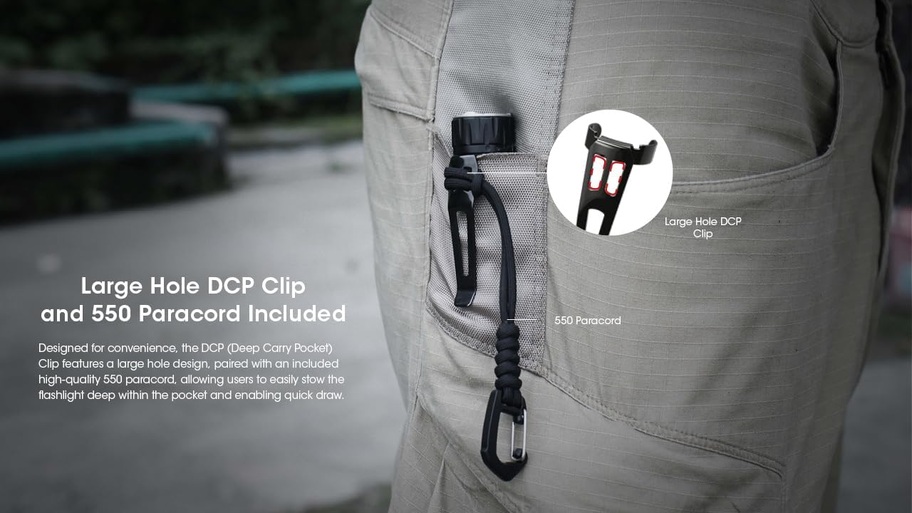 Nitecore EDC33 4000 Lumen LED USB-C Rechargeable Tactical Flashlight, Battery, Paracord Lanyard EdisonBright Accessory case Bundle