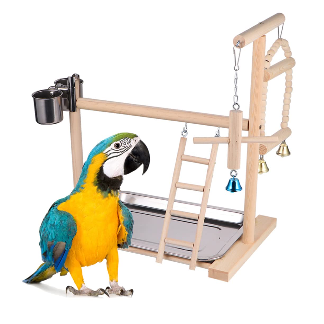 1pezzi Trespolo Per Pappagalli Legno Con Altalena Gioco Creativo Per Uccelli Supporto Sicuro e Pratico Per Pappagalli Per Intrattenimento e Attività Fisica Accessorio Essenziale