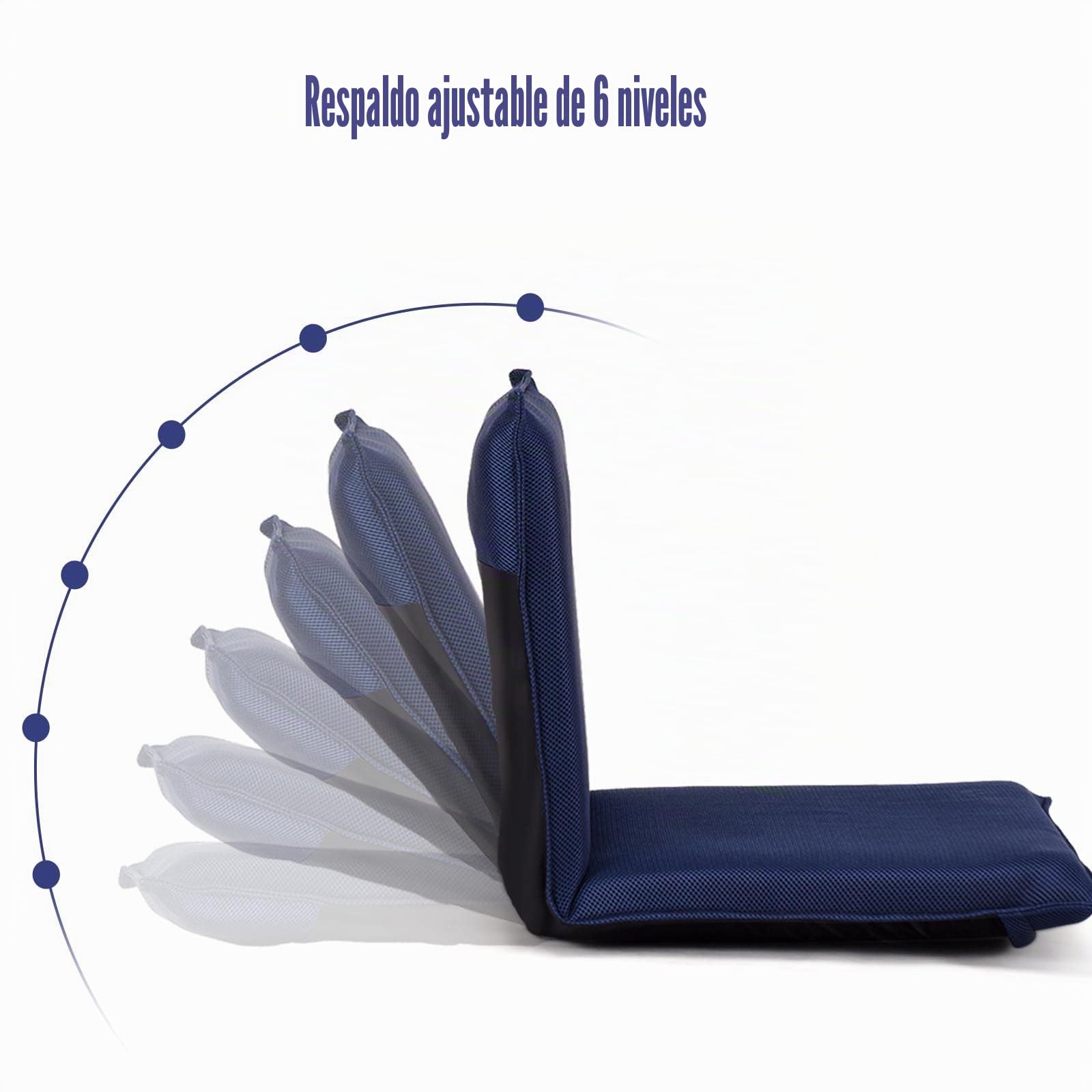 LIFEZEAL Silla de Suelo Plegable, sillón Lectura con Respaldo Ajustable de 6 Posiciones, Silla de Piso con Superficie de Malla, para Leer, meditación, Yoga (Azul)