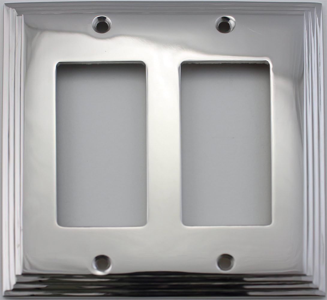 Polished Nickel Deco Step Style 2 Gang GFI/Rocker Switch Plate