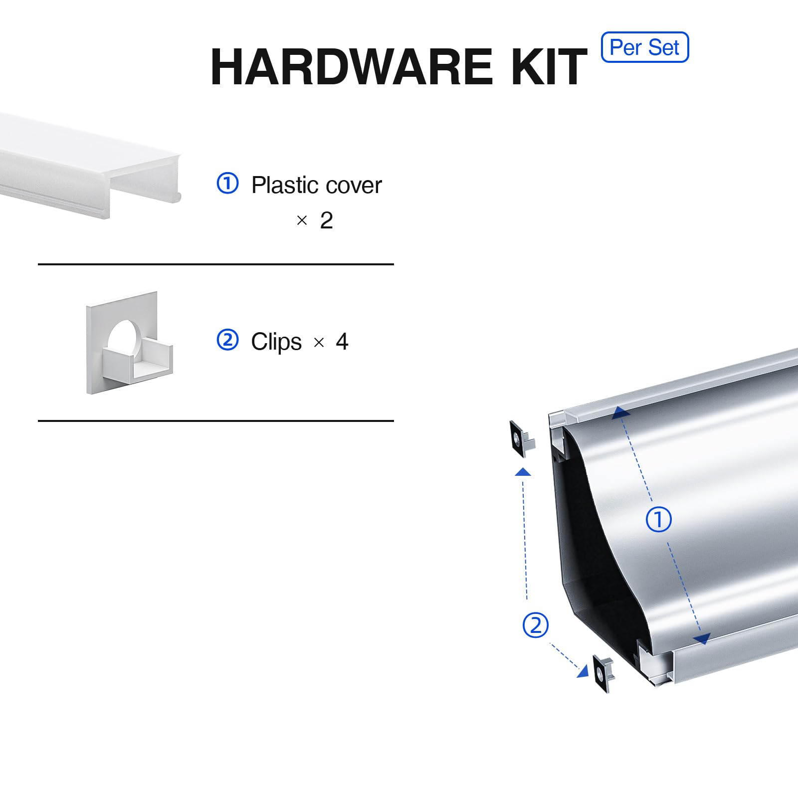 Profil aluminiowy do taśm LED, ekranowanie matowe 2 m x 5 szt., szerokość 2 m x 69,1 mm x 69,1 mm, pasuje do taśm świetlnych różnych producentów, maksymalna szerokość 9,6 mm