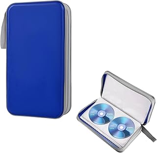 Car DVD Case, 96 Capacity CD Case Organizer Portable Hard Plastic DVD Storage Holder, CD Disc Storage Wallet Organizer for Vehicle Home Office Travel, Car Accessories (Blue)