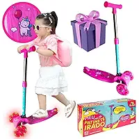 Patinete Irado Infantil 3 rodas com led dobrável Portátil estampado brinquedo criança Presente Natal menino 5 Anos aniversario menina dia das crianças