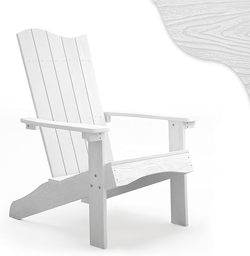 LUE BONA Wave Design - Silla Adirondack de polietileno HDPS, sillas modernas para hoguera, resistentes a la intemperie, para exteriores, terraza,