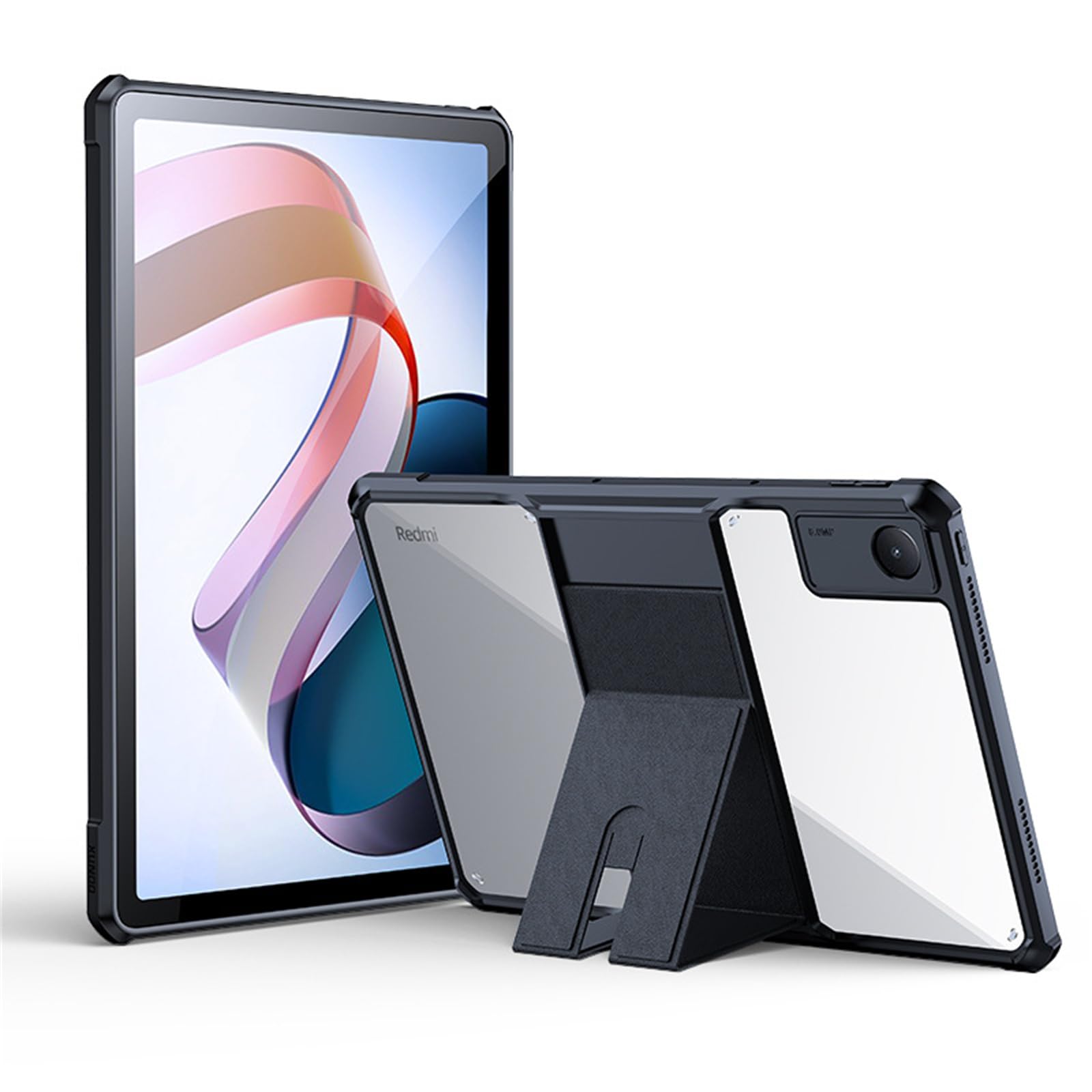 MOTIM Case for Xiaomi Redmi Pad 10.61 Inch Protective Slim Shockproof Kickstand Cover Transparent Hard Shell Back Case with Hidden Hand Band