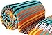 El Paso Designs Peyote Hippie Blanket Classic Mexican Style Falsa Stripe Pattern in Vivid Colors. Throw, Bed, Tapestry, or Yoga Blanket. Hand Woven Acrylic, 57