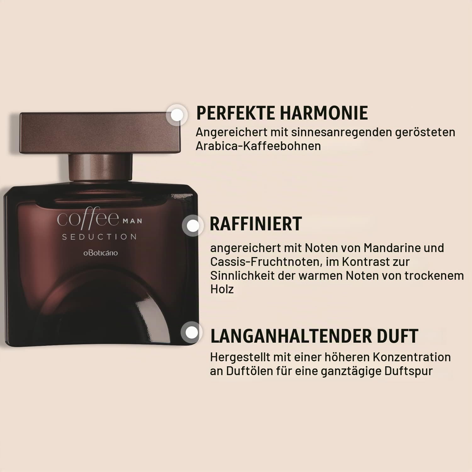 O Boticário Coffee Man Seduction 100 ml Parfüm für Herren | Eau de Toilette Köln holziger Duft Gourmand Oriental Bergamotay Patschuli