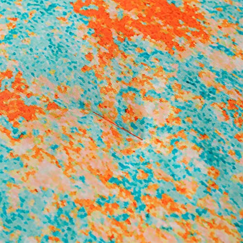 Aimuan Abstract Blue Comforter Sets Modern Art Bedding Sets 3 Pieces Sparkle Star Galaxy Twinkle Starlight Quilt Tie Dye Printed Comforter For Kids Teen (Orange-Aqua,Queen) #TOP6